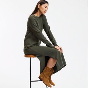 Lange trui-jurk, lange mouwen LA REDOUTE COLLECTIONS. Viscose materiaal. Maten XS. Groen kleur