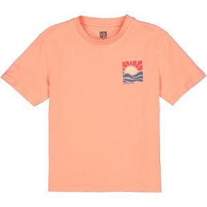 T-shirt met ronde hals, zonsondergang motief op de rug LA REDOUTE COLLECTIONS. Katoen materiaal. Maten 12 jaar - 150 cm. Oranje kleur