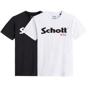 Set van 2 t-shirts met ronde hals en logo Schott SCHOTT. Katoen materiaal. Maten M. Wit kleur