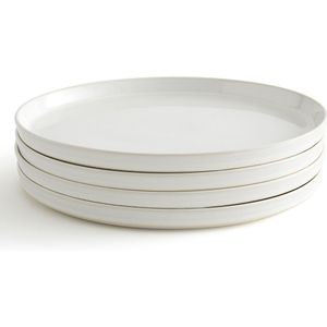 Set van 4 platte borden in reactief geglazuurd aardewerk, Sacha LA REDOUTE INTERIEURS. Zandsteen materiaal. Maten één maat. Wit kleur