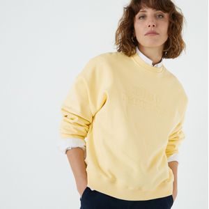 Sweater met geborduurde tekst LA REDOUTE COLLECTIONS. Katoen materiaal. Maten L. Geel kleur