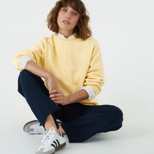Sweater met geborduurde tekst LA REDOUTE COLLECTIONS. Katoen materiaal. Maten XXL. Geel kleur