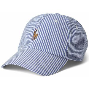 Seersucker pet POLO RALPH LAUREN. Katoen materiaal. Maten één maat. Blauw kleur