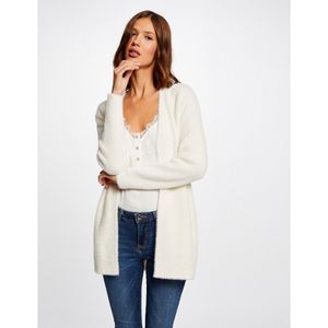 Lange vest in donzig tricot MORGAN. Polyamide materiaal. Maten L. Wit kleur