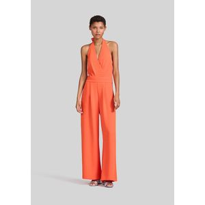 Wijde jumpsuit zonder mouwen, te strikken IKKS. Polyester materiaal. Maten 38 FR - 36 EU. Oranje kleur