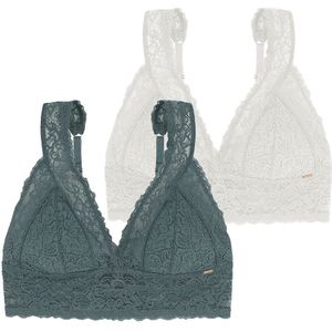 Set van 2 bralettes Lana DORINA. Polyamide materiaal. Maten XXL. Groen kleur