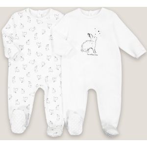 Set van 2 pyjama's in fluweel LA REDOUTE COLLECTIONS. Fluweel materiaal. Maten 1 jaar - 74 cm. Wit kleur