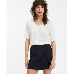 T-shirt in linnen met korte mouwen LA REDOUTE COLLECTIONS. Linnen materiaal. Maten S. Wit kleur
