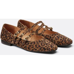 Ballerina's in luipaard suèdeleer LA REDOUTE COLLECTIONS. Nubuck materiaal. Maten 42. Kastanje kleur