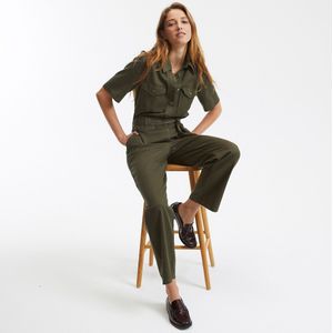 Jumpsuit in lyocell en katoen LA REDOUTE COLLECTIONS. Tencel/lyocell materiaal. Maten 36 FR - 34 EU. Groen kleur