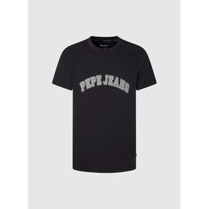 Recht T-shirt met korte mouwen en logo PEPE JEANS. Katoen materiaal. Maten XL. Zwart kleur