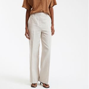 Wijde, rechte broek in linnen en katoen LA REDOUTE COLLECTIONS. Katoenlinnen materiaal. Maten 44 FR - 42 EU. Beige kleur