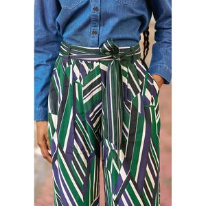 Wijde broek met geometrische print PRISCO LA PETITE ETOILE. Viscose materiaal. Maten 2(M). Blauw kleur