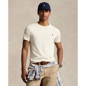 Effen slim T-shirt in jersey met geborduurd logo POLO RALPH LAUREN. Katoen materiaal. Maten M. Beige kleur