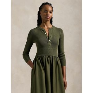 Wijd uitlopende midi-jurk met lange mouwen POLO RALPH LAUREN. Viscose materiaal. Maten XL. Groen kleur