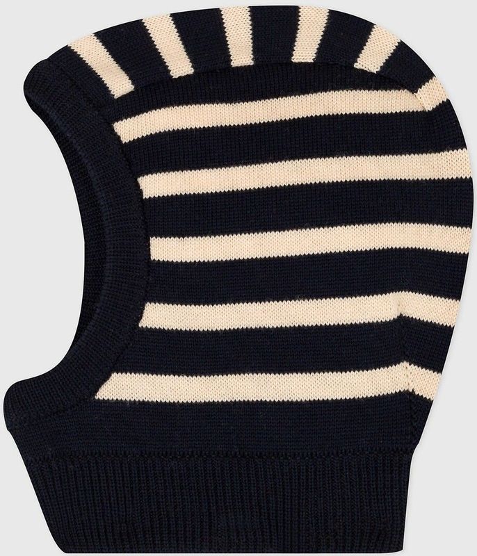 Gestreepte bivakmuts PETIT BATEAU. Katoen wol materiaal. Maten 3/6 mnd - 60/67 cm. Blauw kleur