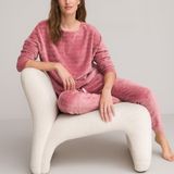 Pyjama lange mouwen, in fleecetricot SO'HOME. Katoen materiaal. Maten 50/52 FR - 48/50 EU. Roze kleur