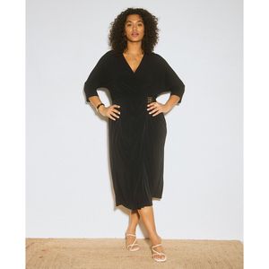 Almé - Felicia - Midi Jurk - Zwart - Polyester