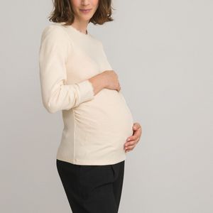 T-shirt met ronde hals voor zwangerschap, details in kant LA REDOUTE COLLECTIONS. Katoen materiaal. Maten S. Wit kleur