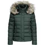 Korte donsjas met kap ONLY. Polyester materiaal. Maten XL. Groen kleur