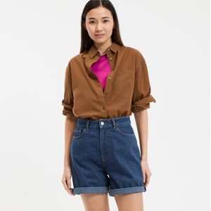 Gestreept los hemd met lange mouwen LA REDOUTE COLLECTIONS. Katoen materiaal. Maten 36 FR - 34 EU. Kastanje kleur