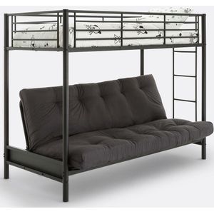 Mezzanine bed met bank, JANIK LA REDOUTE INTERIEURS. Metaal materiaal. Maten 90 x 190 cm. Zwart kleur