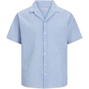 Hemd in seersucker JACK & JONES. Katoen materiaal. Maten XXL. Blauw kleur