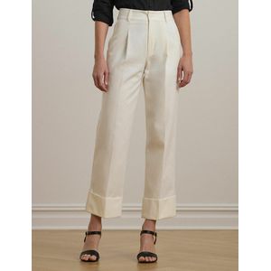 Rechte 7/8 broek met brede revers LAUREN RALPH LAUREN. Katoen materiaal. Maten XS. Wit kleur