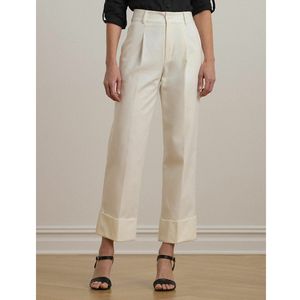 Rechte 7/8 broek met brede revers LAUREN RALPH LAUREN. Katoen materiaal. Maten XL. Wit kleur