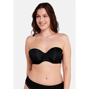 Bandeau-BH met binnencups en beugels So Feminine SANS COMPLEXE. Microvezel materiaal. Maten 95E FR - 80E EU. Zwart kleur