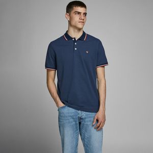 Rechte polo in piquétricot Jprbluwin JACK & JONES. Katoen materiaal. Maten M. Blauw kleur