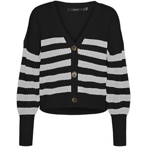 Gestreept vest met V-hals VERO MODA. Acryl materiaal. Maten M. Zwart kleur