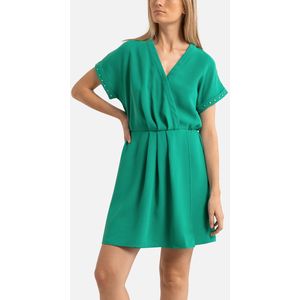 Korte wikkeljurk met studs IKKS. Polyester materiaal. Maten 38 FR - 36 EU. Groen kleur