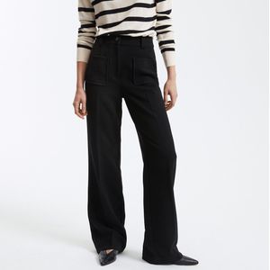 Flare broek, Signature FELICIEN LA REDOUTE COLLECTIONS. Polyester materiaal. Maten 48 FR - 46 EU. Zwart kleur