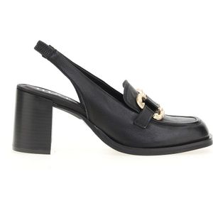 Slingback loafers in leer met hak MJUS. Leer materiaal. Maten 39. Zwart kleur