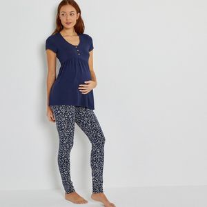 Pyjama voor zwangerschap en borstvoeding LA REDOUTE COLLECTIONS. Katoen materiaal. Maten 42/44 FR - 40/42 EU. Blauw kleur