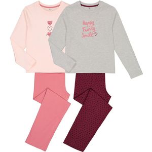 Set van 2 pyjama's in katoen, hartprint en tekst LA REDOUTE COLLECTIONS. Katoen materiaal. Maten 18 jaar - 168 cm. Rood kleur