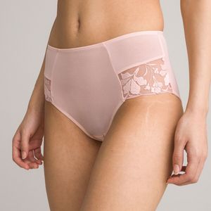 Hoge slip in effen tule en geborduurde tule, Jaiya LA REDOUTE COLLECTIONS. Tule materiaal. Maten 46/48 FR - 44/46 EU. Roze kleur