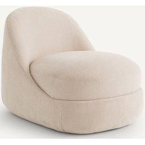 Compacte fauteuil in crêpe stof, Akena AM.PM. Getextureerd fluweel materiaal. Maten één maat. Beige kleur