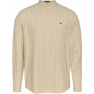 Gestreept katoen linnen overhemd TOMMY JEANS. Katoen materiaal. Maten M. Beige kleur