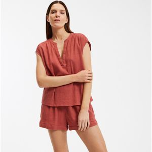 Pyjashort in crêpe katoen LA REDOUTE COLLECTIONS. Katoen materiaal. Maten 42 FR - 40 EU. Oranje kleur