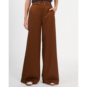 Wijde 7/8 broek ICODE. Tencel/lyocell materiaal. Maten 40 FR - 38 EU. Kastanje kleur