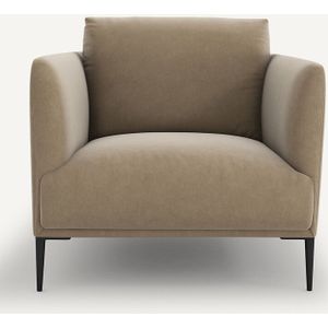Fauteuil in fluweel, Oscar design E. Gallina AM.PM. Fluweel materiaal. Maten 1-zit. Beige kleur