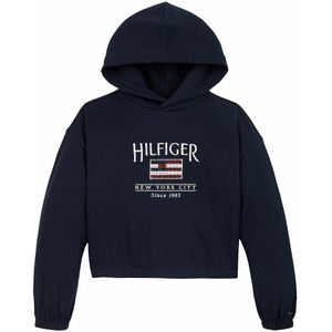 Hoodie, logo met pailletten, molton TOMMY HILFIGER. Molton materiaal. Maten 14 jaar - 156 cm. Blauw kleur