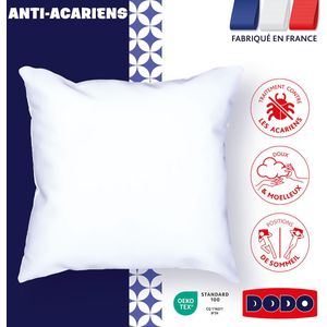 Hoofdkussen MOELLEUX - Ultrazacht & anti-mijt DODO.  materiaal. Maten 2 x 65 x 65 cm. Wit kleur