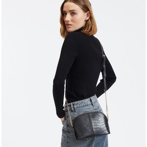 Handtas van krokodillenleer in de vorm van een halve maan LA REDOUTE COLLECTIONS. Leer materiaal. Maten één maat. Zwart kleur