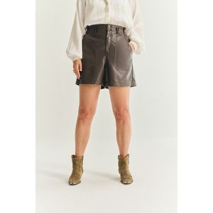 Marissio - Korte Broek - Kastanje Kleur - Imitatie Leer