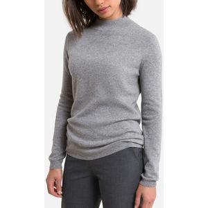 Trui in kasjmier met opstaande kraag in fijn tricot ANNE WEYBURN. Kasjmier materiaal. Maten 34/36 FR - 32/34 EU. Grijs kleur