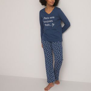 Bedrukte pyjama ANNE WEYBURN. Katoen materiaal. Maten 38/40 FR - 36/38 EU. Blauw kleur