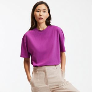 T-shirt loose, ronde hals, korte mouwen LA REDOUTE COLLECTIONS. Bio katoen materiaal. Maten S. Violet kleur